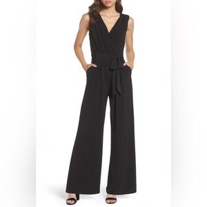 Vince Camuto Faux Wrap Jersey Jumpsuit Black Size Small